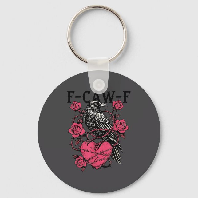 Porte-clés Funny Black Bird F-caw-f Anti Valentines Day Singl (Recto)