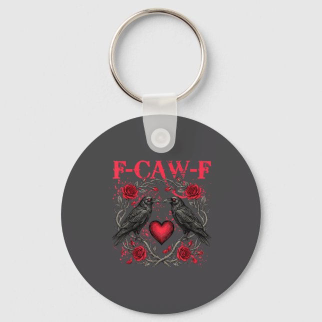 Porte-clés Funny Black Bird F-caw-f Anti Valentines Day Singl (Recto)