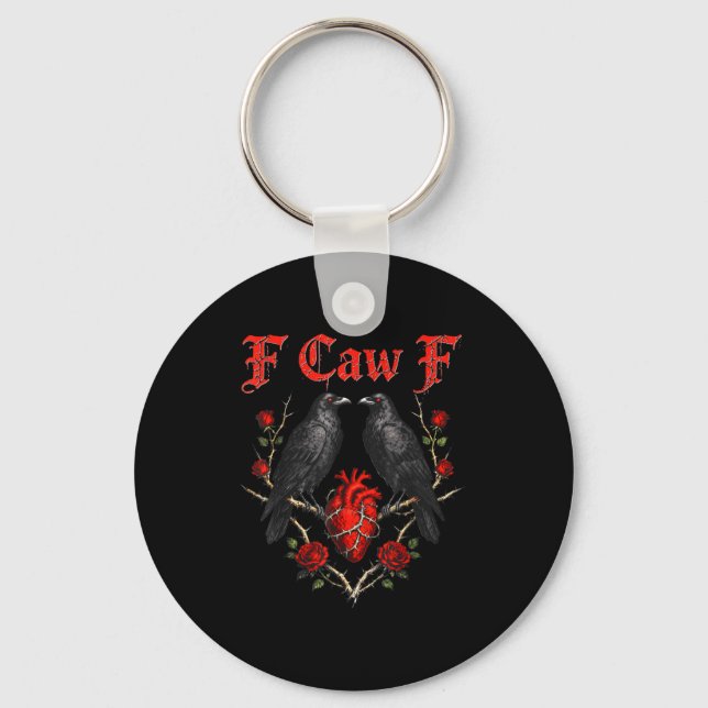 Porte-clés Funny Black Bird F-caw-f Anti Valentines Day Singl (Recto)