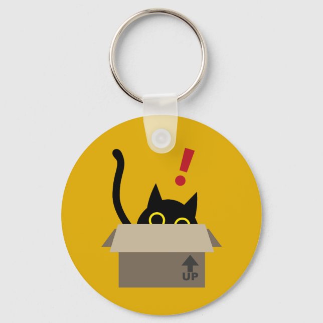 Porte-clés Funny Black Cat Peeking de Box Porte - clé (Recto)
