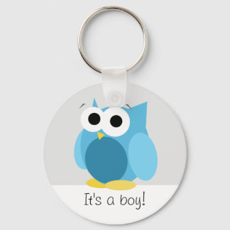 Porte-clés Funny Blue Owl - C'est un garçon ! -Porte-clés