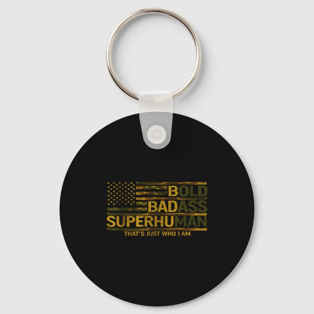 Porte-clés Funny Bold Bad Superhuman Fathers Day Gag Gift Gra (Recto)