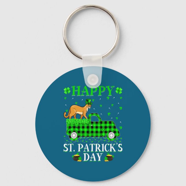 Porte-clés Funny Buffalo Plaid Green Truck Cougar St Patrick  (Recto)