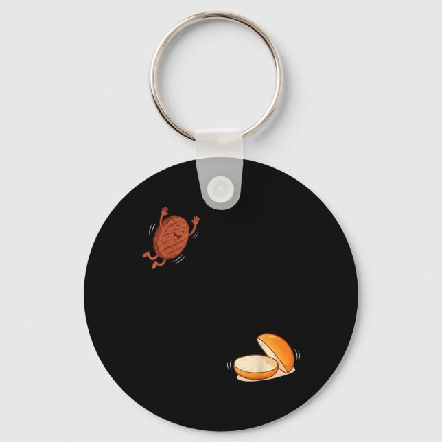 Porte-clés Funny Burger Jumng Into Bun Patty BBQ High Dive (Recto)