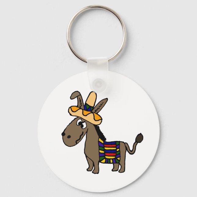 Porte-clés Funny Burro avec Sombrero et couverture (Recto)