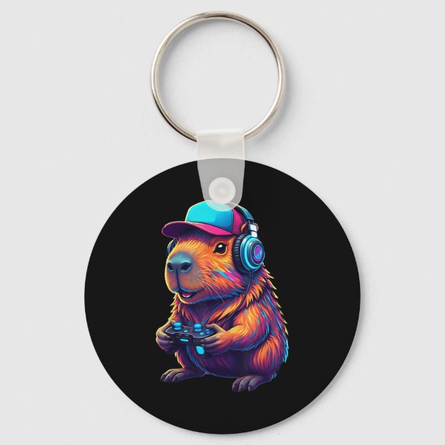 Porte-clés Funny Capybara Gamer Gaming Video Games Capybara  (Recto)