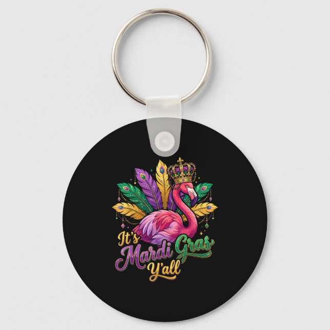 Porte-clés Funny Carnival Party Gift Idea Flamingo Mardi Gras (Recto)