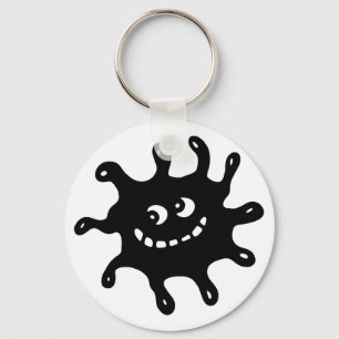 Porte-clés Funny Cartoon Smiling Black & White Germ