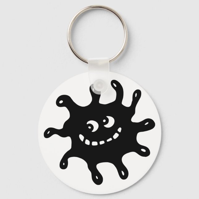Porte-clés Funny Cartoon Smiling Black & White Germ (Recto)