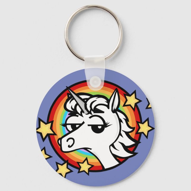 PORTE-CLÉS FUNNY CARTOON UNICORN PORTE - CLÉ ROND (Recto)