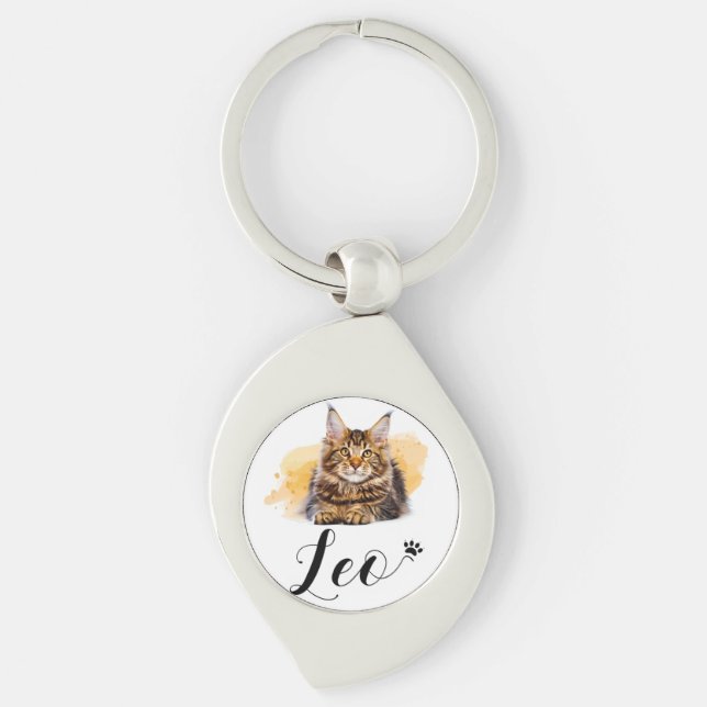 Porte-clés Funny Cat Lover's Metal Keychain –  Leo (Devant)