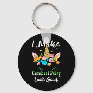Porte-clés Funny Cerebral Palsy Awareness Unicorn Green