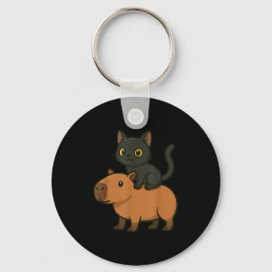 Porte-clés Funny Chat noir Capybara Amoureux des animaux Mama