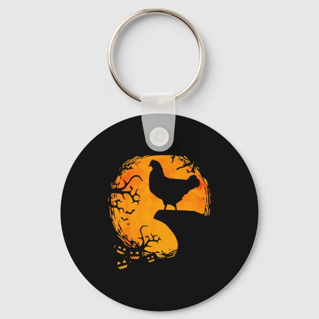 Porte-clés Funny Chicken Halloween Moon Silhouette Soky Chick (Recto)