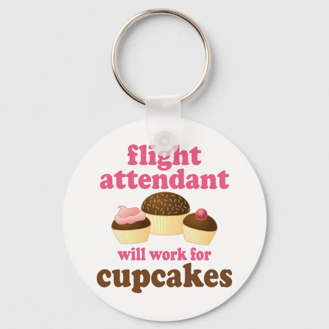 Porte-clés Funny Chocolate Cupcakes Flight Attendant (Recto)