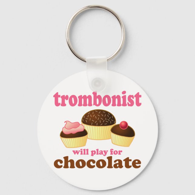 Porte-clés Funny Chocolate Trombonist Gift (Recto)
