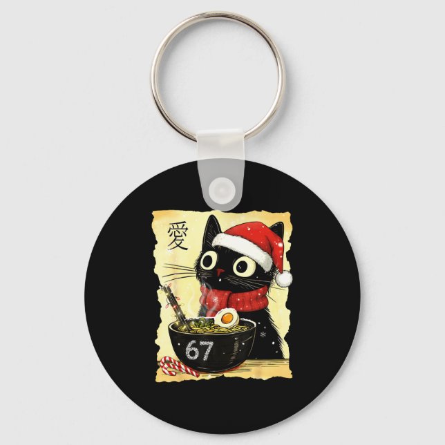 Porte-clés Funny Christmas 67 Six Seven Cat Ramen Japanese Ka (Recto)