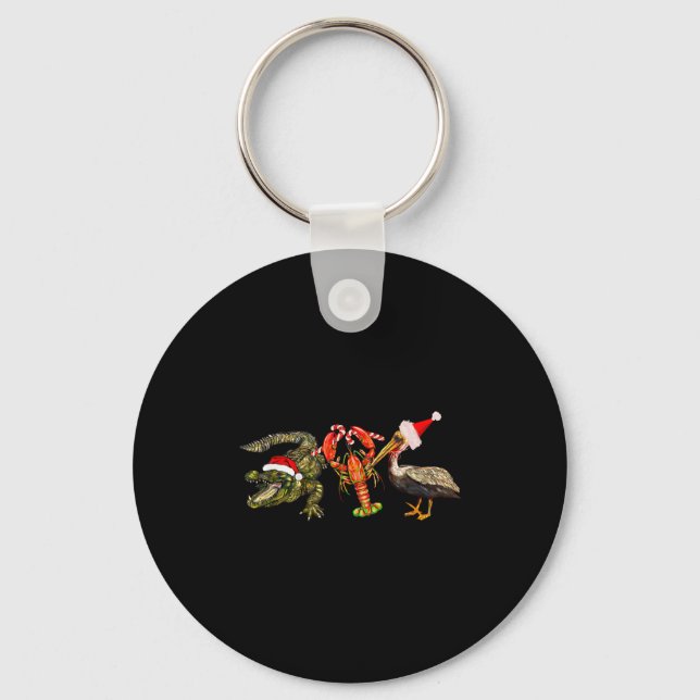 Porte-clés Funny Christmas Alligator Pelican Crawfish Holiday (Recto)