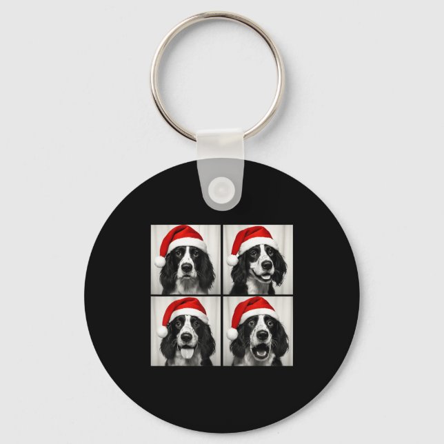 Porte-clés Funny Christmas English Springer Spaniel Santa Pho (Recto)