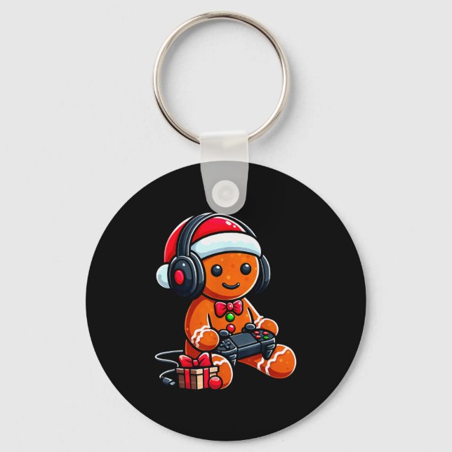 Porte-clés Funny Christmas Gamer Gingerbread Xmas Gaming Men  (Recto)