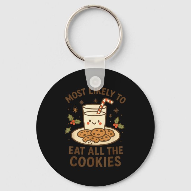 Porte-clés Funny Christmas - Most Likely To Eat All The Cooki (Recto)