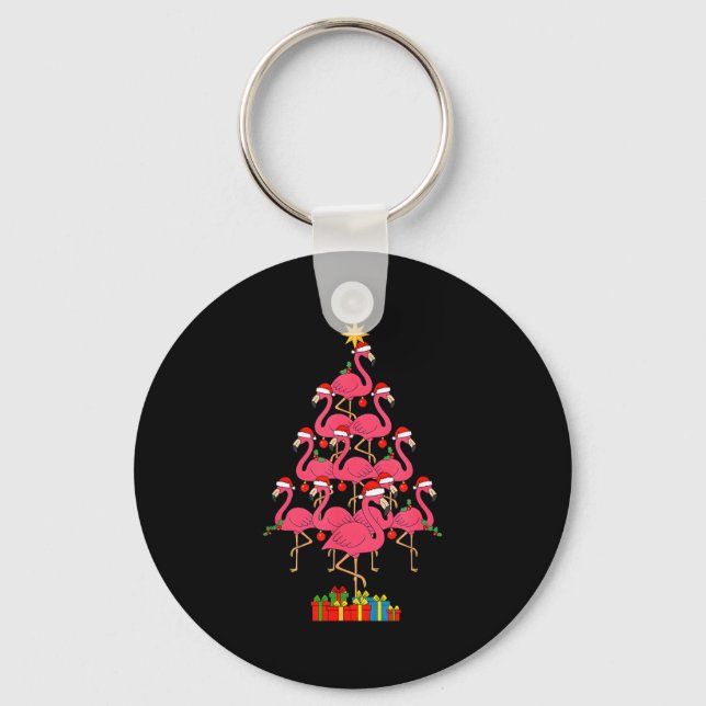 Porte-clés Funny Christmas Nk Flamingo Tree Holiday Bird Love (Recto)