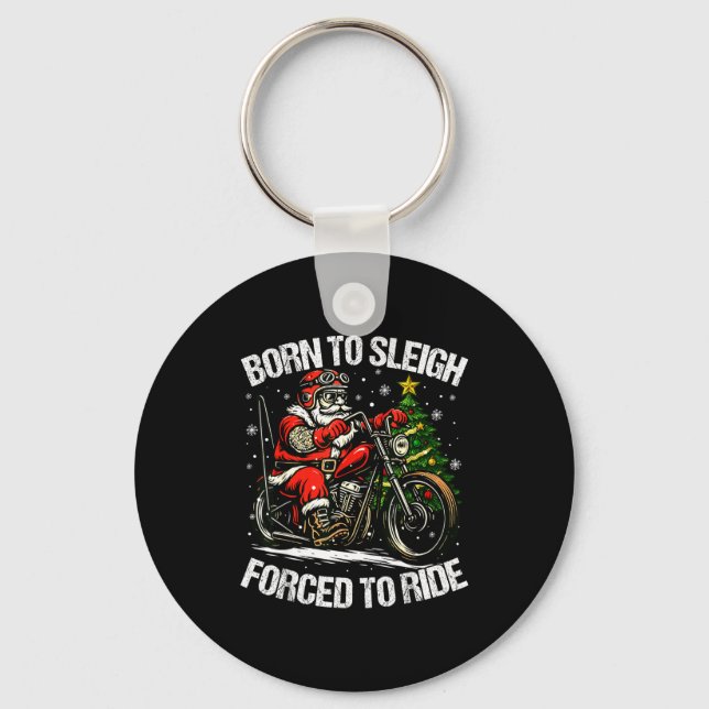 Porte-clés Funny Christmas Santa Riding Motorcycle Bike Biker (Recto)