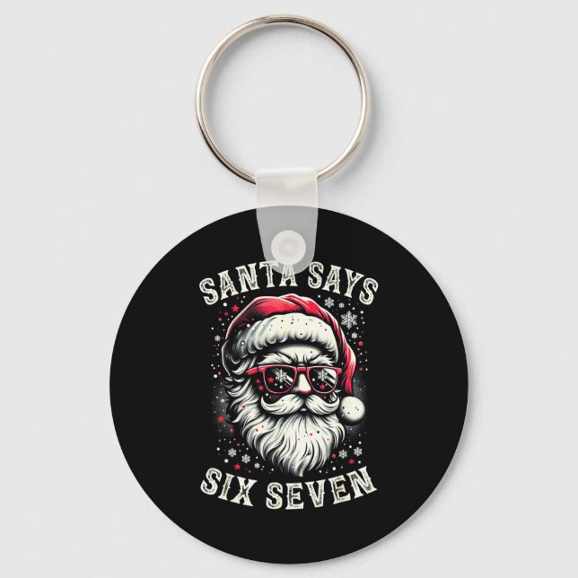 Porte-clés Funny Christmas Santa Six Seven 6-7 Meme Brain Rot (Recto)