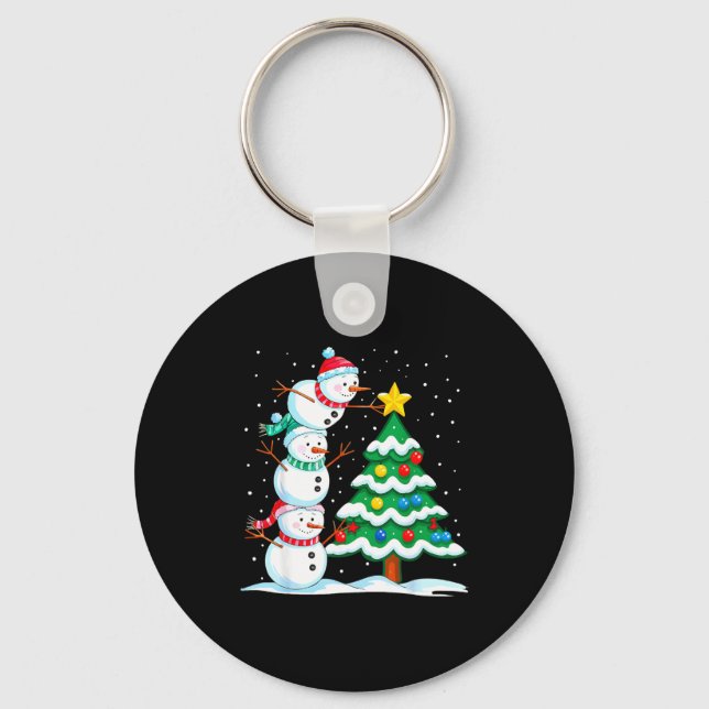 Porte-clés Funny Christmas Snowman Topper Tree Holiday Family (Recto)