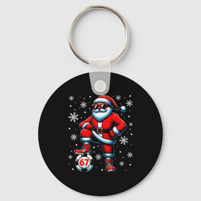 Porte-clés Funny Christmas Soccer Cool Santa Claus 6 7 Meme T (Recto)