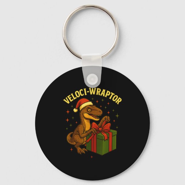 Porte-clés Funny Christmas Velociraptor Pun Veloci-wraptor  (Recto)