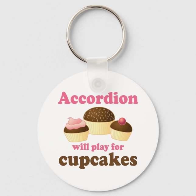 Porte-clés Funny Cupcake Accordion Musique Citation Cadeau (Recto)