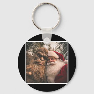 Porte-clés Funny Cute Bigfoot Père Noël Selfie Noël Pa