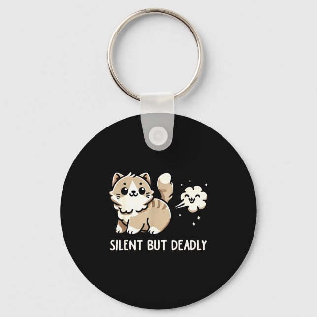 Porte-clés Funny Cute Cat Kitten Lover Silent But Deadly Gift (Recto)