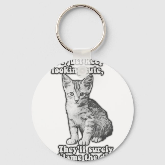 Porte-clés Funny cute cat meme for cat owners & kitty lovers (Recto)