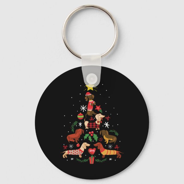 Porte-clés Funny Dachshund sapin de Noël (Recto)