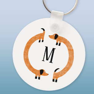 Porte-clés Funny Dachshund Saucisse Chien Monogramme