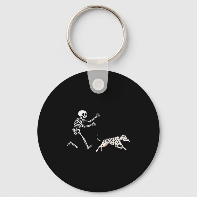 Porte-clés Funny Dalmatian Running Skeleton Halloween  (Recto)