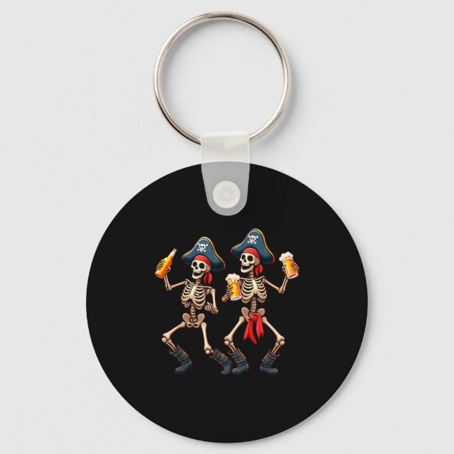 Porte-clés Funny Dancing Rate Skeletons Beer Drinking Hallowe (Recto)