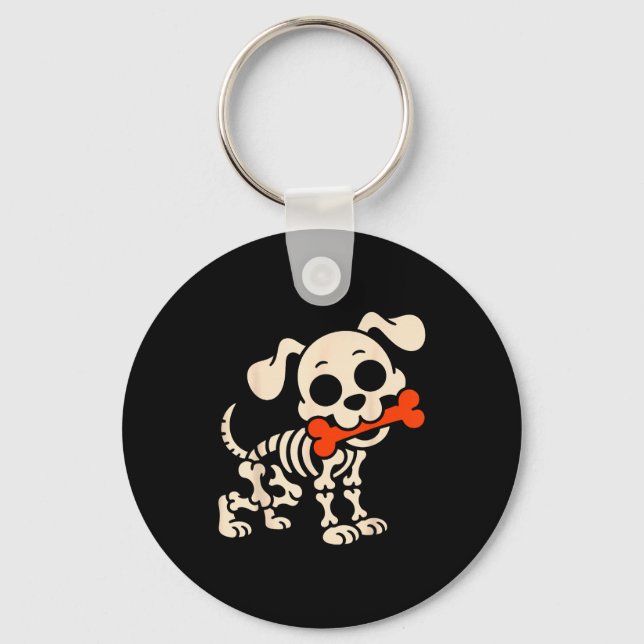 Porte-clés Funny Dog Halloween Skeleton Costume Soky Season  (Recto)