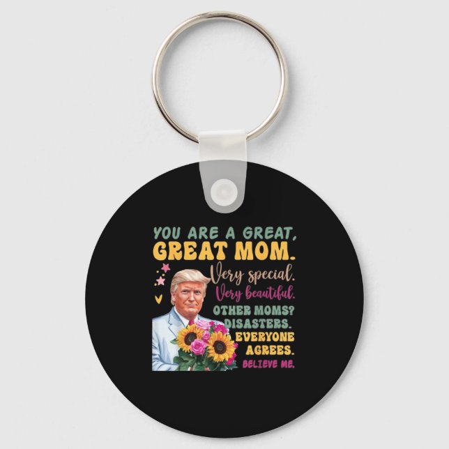Porte-clés Funny Donald Trump Mothers Day Hold Flower Funny Q (Recto)