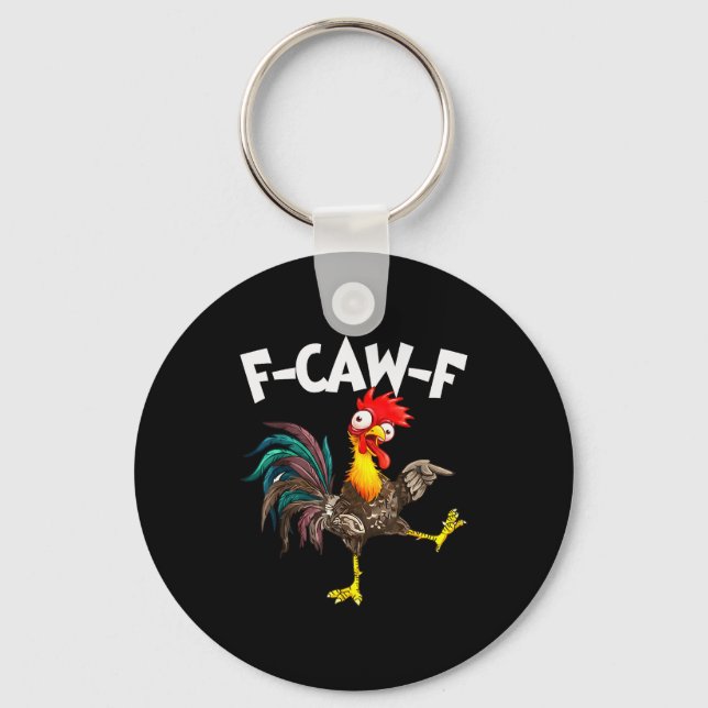 Porte-clés Funny F-awk-f Chicken F-caw-f Rooster Pun Retro  (Recto)