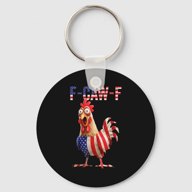 Porte-clés Funny F-caw-f Chicken Usa Flag Fcawf American Chic (Recto)