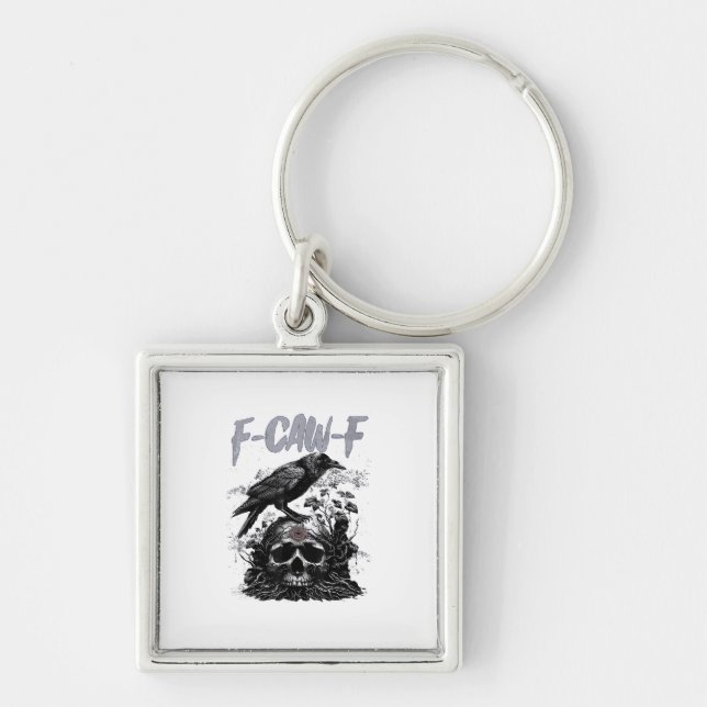 Porte-clés Funny F-Caw-F Crow Funny Halloween Retro Classic (Devant)