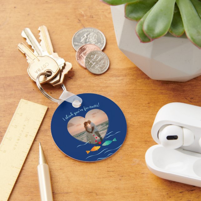 Porte-clés Funny Fish Pun Custom Photo Valentine's Day (Bureau)