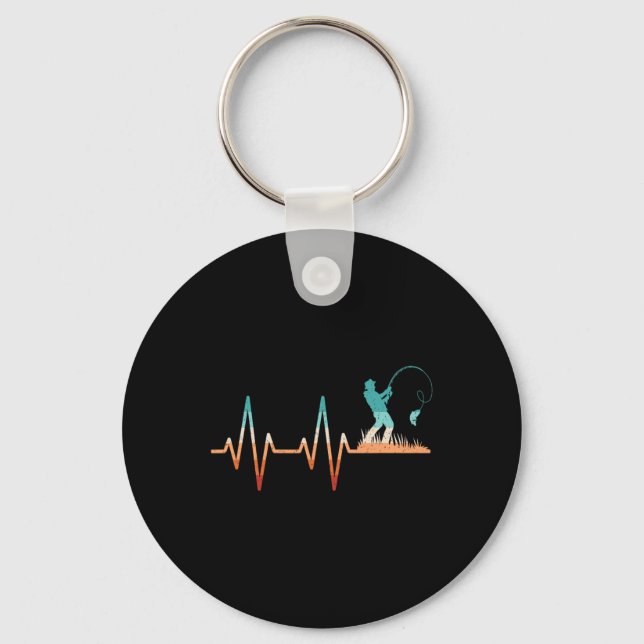Porte-clés Funny Fishing Heartbeat B Fish Retro Fisherman (Recto)