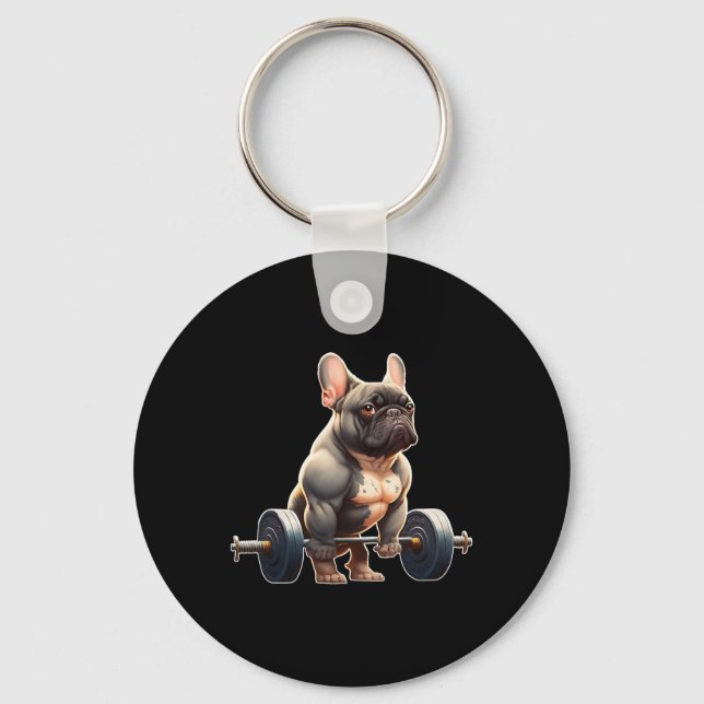 Porte-clés Funny French Bulldog Bodybuilding Gym Frenchie Wei (Recto)