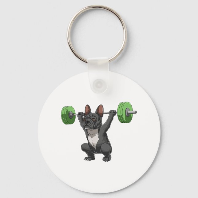 Porte-clés Funny French Bulldog Weightlifting And Bodybuildin (Recto)