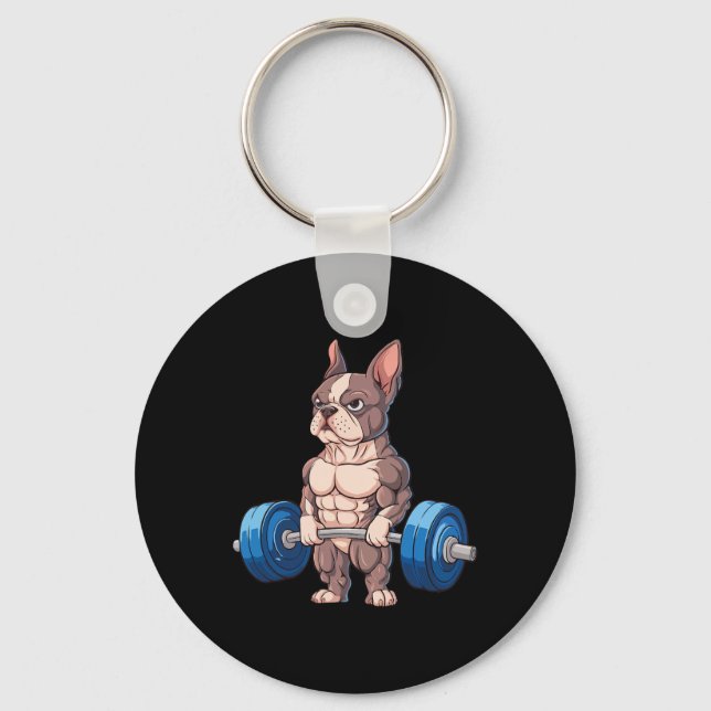 Porte-clés Funny French Bulldog Weightlifting Bodybuilding Gy (Recto)
