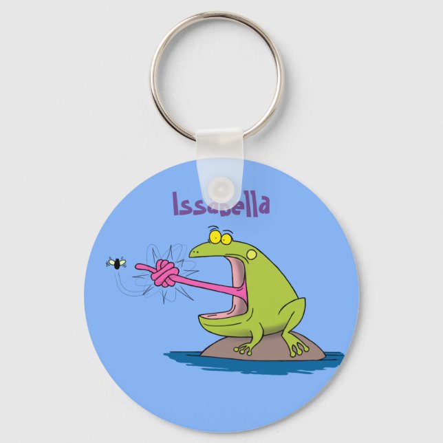 Porte-clés Funny frog and fly cartoon (Recto)